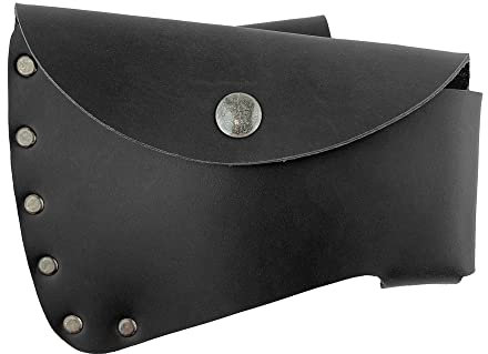 Valhalla Gear, Axe Head Sheath Handmade from Full Grain Leather - Protector Case Cover, Hatchet Blade Safety Sleeve, Camping Accessory, Holzfäller Outdoor Work Essentials (Charcoal Black)