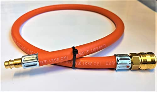 ZaTeChS Gasschlauch Propan Butan | 1000cm (10m) | 6,3mm | DN 7,2 Type 26 - RQS Schnellanschluss (Buchse) LKS Anschluß | Propangasschlauch | Gas Hose für Anschluss an eine Gasflasche oder einen Herd