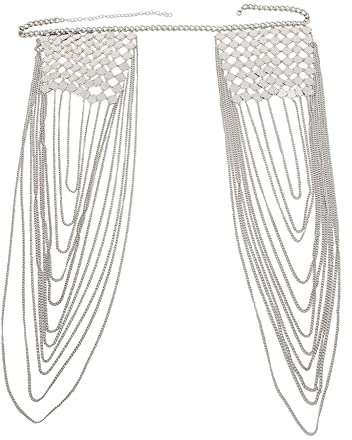 Katutude Körperkette Schmuck für Frauen, Modisch Geschichtet Schulterkette Bohemian Tassels Halskette Schmuck für Kleid Bikini Brautprom Party Hochzeitskleid