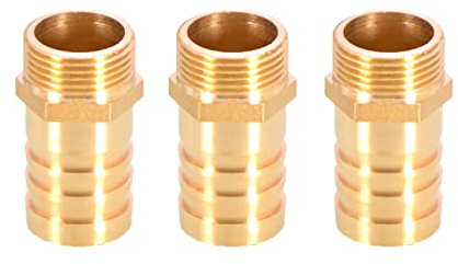 3PCS Brass Barbed Hose Fitting Coupler Connector 25mm to 3/4” Male BSP Thread Pipe Nipple Fitting Pipe Adapter