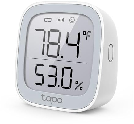 Tapo Smart Temperature and Humidity Monitor, 2.7 E-Ink Display, Swiss-Made Sensor, Real-Time Notification, Visual Graphics, Hub Required, White (T315)