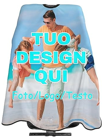 Mantella Barbiere Personalizzata con Foto Logo e Testo, Cappa Taglio Capelli per Parrucchiere Salone Casa, Grembiule Barbiere per Bambini e Adulti, 2 Misure