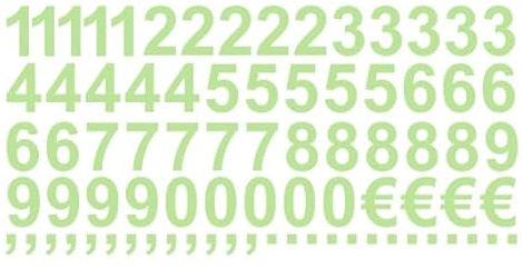 Aufkleber Sticker Klebezahlen Klebezahl Zahlen Zahl Nummern aus Folie 50 Zahlen grün frühlingsgrün matt Höhe 2 cm selbstklebend wetterfest Nummerierung Preisauszeichnung Beschriftung Modellbau