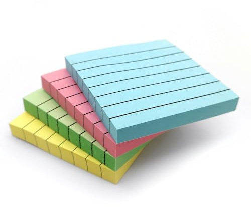 Haftnotizen Liniert Pastellfarben, Klebrige Notizblöcke | 4 x 100 Blatt