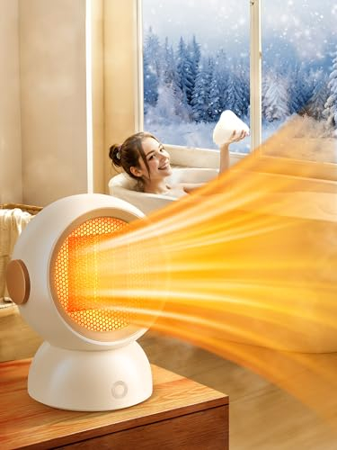 Termoventilator 1200W/1000W Stufetta Elettrica Basso Consumo,2S Riscaldamento Stufa Elettrica Basso Consumo,28dB Stufetta Elettrica da Bagno,Portatile Stufa Elettrica Basso Consumo Bagno,Camera Letto
