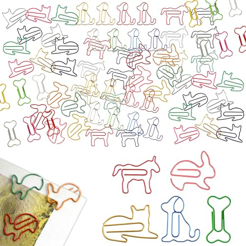 BDSHUNBF 100 pièces Trombones Multicolores, Trombones Papier Signet Adorable en Forme d’Animaux, Trombones Colorés, Trombones Bureau Trombones Fantaisie Fournitures de Bureau, Trombones pour Bureau