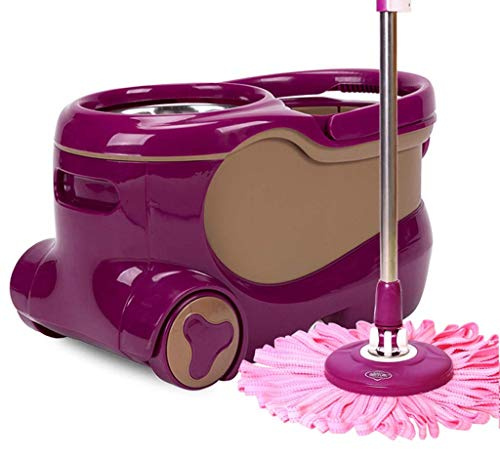 Sistema di Pulizia del Pavimento con mocio Rotante e Secchio Deluxe in Acciaio Inossidabile potenziato Maniglia Inclusa con 2 Teste di mocio in Microfibra (Colore : D) Giorno della commemorazione