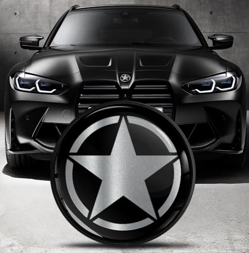 Biomar Labs Motorhaube Kofferraum Plakette Abzeichen 82mm Kompatibel mit BMW Emblem 51148132375 Silber Stern EO 32
