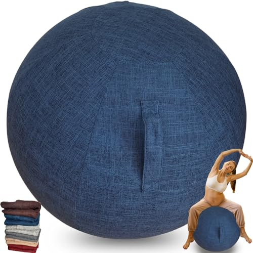 WTZHHK Protective Cover for Exercise Ball 55cm 65cm, Ball Chair Covers, Foldable Seat Balls Fabric Cover Lightweight Yoga Ball Cover Sitting Ball Covers with Handle Puncture Dust Cover(Blue,55CM)
