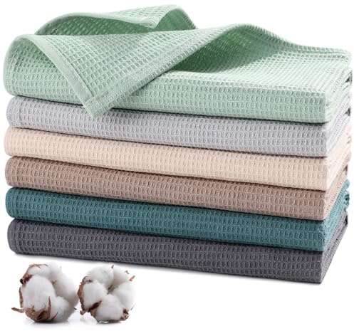 Jogoico Geschirrtücher 100% Baumwolle 6er Set Geschirrhandtücher 45x65cm | Super Saugstarke Langlebige Küchentücher, Geschirrtücher Waffelstruktur, Küchenhandtücher Weiche, Spüllappen Putzlappen