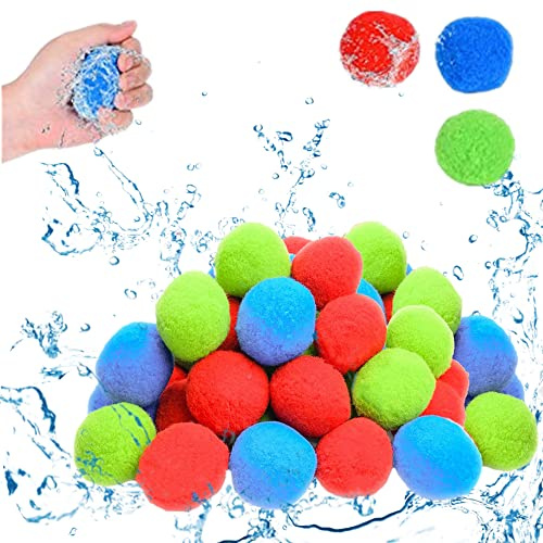 Wasserbomben, 30/40/50 Stück Wasserbälle, Wiederverwendbare Baumwoll Wasserbomben, Wasserspielzeug Pool Spielzeug Strandspielzeug Wasserschlacht Wasserball für Sommer Draussen (40 Stück)