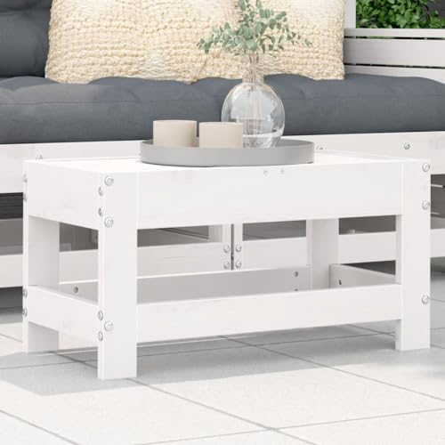 LAPOOH Gartenhocker Weiß 62x30x32 cm Massivholz Kiefer, Balkon Hocker, Fusshocker Garten, Hocker Garten, Fußhocker Für Sessel, Gartenmöbel Hocker - 844894