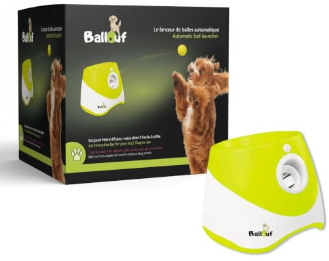 Climsom Lanzador Automático de Pelotas para Perros Ballouf Juguete Interactivo con 6 Pelotas - Batería Recargable 5h - 3 Distancias Ajustables - Idea