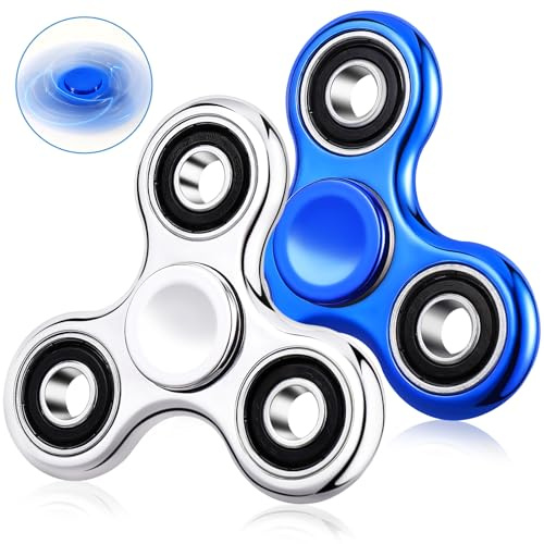 Gigilli 2Pcs Fidget Spinner for Kids Adults Stress Relief Sensory Fidget Toys Cool Electroplated Fidget Spinners ADHD Autism Birthday Goodie Bag Stuffers for Kids, Classroom Prizes for Boys Girls
