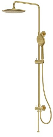 LAVITA Orion Duschset Brushed Gold Duschgarnitur, Komplette Duscharmatur, Regendusche set, Überkopfbrause set ohne Armatu mit Schlauch Modernes Design