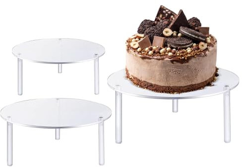 Alzata per torta trasparente, set di supporti per torta in acrilico - Alzate per torta in acrilico,Alzate per torta in acrilico, set da 3, alzata trasparente per cupcake, dessert, cupcake, pasticceria