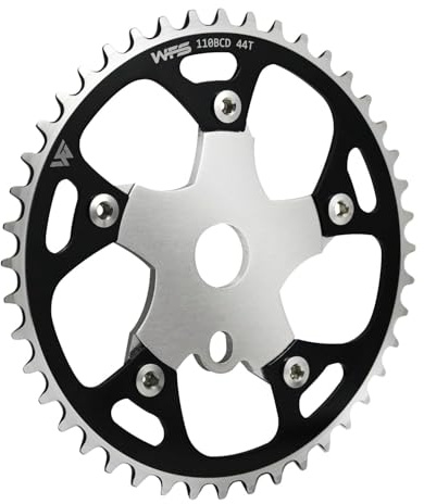 WFS Pulsar WFS3080-BO Kettenblatt mit Spinnen-Ritzel, 44T, 110 mm, BCD 5 Armloch, Old School BMX, Schwarz