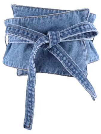 SMTCM Damen Korsett Gürtel Denim Kummerbund Blau Breiter Jeansgürtel Bindegürtel Jeans Taillengürtel Hoher Obigürtel Cinchgürtel Waspiegürtel Wickelgürtel Zum Schnüren Corset Belt Für Kostüm Party