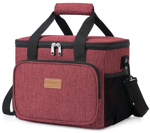 Lifewit Sac Isotherme Repas 15L(24 Canette), Lunch Box Isothermes Femme et Homme, Glaciere Souple Trousse Isotherm pour Cuisine, Travail, Pique Nique, Plage, Bordeaux