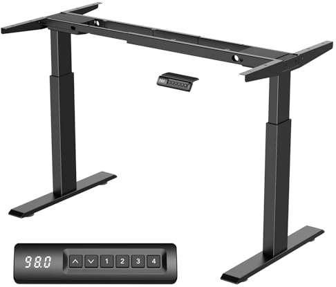 DeHong Tischgestell Höhenverstellbar Elektrisch mit 2 starken Motorenl, höhenverstellbares Gestell 2 teiligen Beinen, 4 Memory-Steuerungmit 100kg Tragfähigkeit (Schwarz)