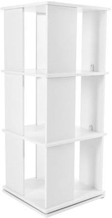 C-Juzarl Bücherregal Drehbar 3 Etagen, 360° Drehregal Standregal, Bücherregale Drehregal Büroregal Dekoregal für Wohnzimmer Arbeitszimmer Büro, 40 * 40 * 97cm (Weiß)