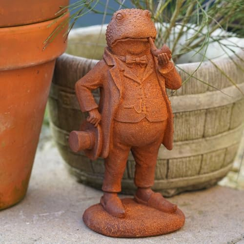 Sculpture de jardin Monsieur crapaud en fonte | Statue décorative en plein air du vent dans les saules