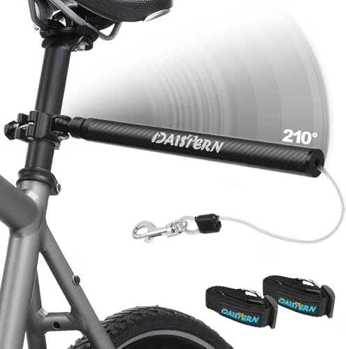 DAISTERN Fahrrad Hundeleine 210° drehbar, Fahrradleine Hund mit Carbonfaser-Griff, stötdämpfende Feder, Dog Bicycle Leash mit Aluminiumlegierungsklemme, Schnellmontagesystem