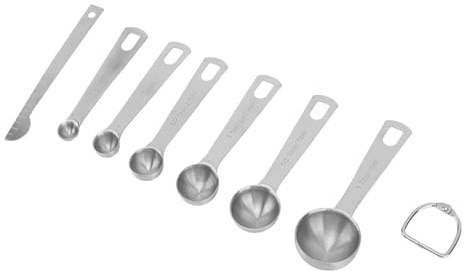 7 PCS Mesurer des cuillères avec des cuillères à métaux de cuisson en acier inoxydable à niveau pour la cuisson de cuisson