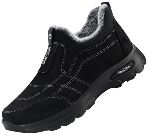 SAUTRV Herren Winter Plüsch und verdickte Sport Casual Baumwolle Stiefel Snowboard Stiefel Herren Größe 42, Bk1, 39 1/3 EU