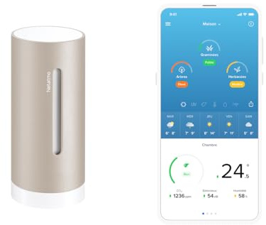 Netatmo Extra Inomhusmodul för Netatmo Väderstation, Övervakning av temperatur, luftfuktighet och luftkvalitet (CO2), NIM-S-WW, Tillbehör, Sand