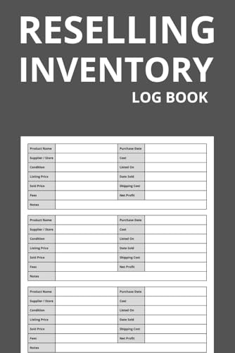 Reselling Inventory Log Book: Record and Track Costs, Sales, and Profits – For Online Sellers, Resellers, and Small Business Owners