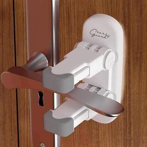 Door Lever Lock – 4 Pieces Child Safety Door Lock Without Drilling, 3M Adhesive Easy Install Childproofing – Prevent Toddlers & Pets Opening Door Handles
