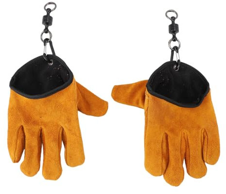 Gonetre Barbecue Resistenti Al Calore in Pelle di Mucca in Pelle Non Slip Grigliate per Cottura All'aperto e Pesca a Strato Superiore Fodera in Flanella in Flanna 240 G (Giallo)