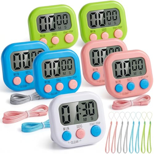 8-Pack Kids Digital Timer With 8 pcs Lanyard - Digital Timer Countdown Clock, Magnetic Kitchen Timers for Cooking, Minute Seconds Count Up for Children Classroom, Gym, Study