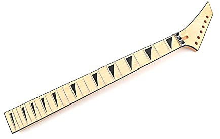 Unlackierter Gitarrenhals mit 24 Bünden, schöne Einlagen aus Ahorn, E-Gitarre, Hals, Ersatzsaiteninstrument, Holz, elektrisches Saiteninstrument, Gitarrenbauer-Werkzeug