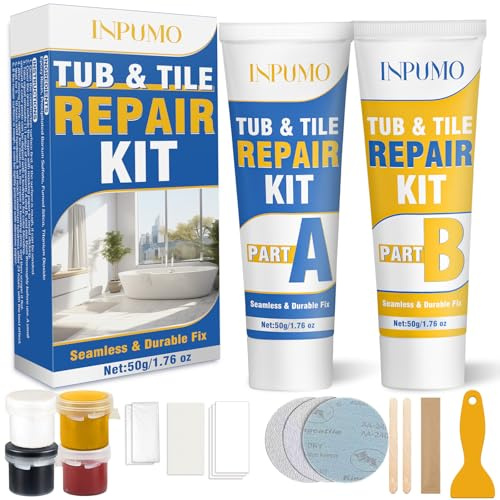 Kit Riparazione Piastrelle, Kit Smalto Vasca da Bagno, Kit Riparazione Piastrelle per Riparare Scheggiature, Ammaccature, Crepe, Fori e Graffi su Porcellana e Ceramica