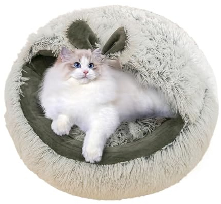 Hundehütte für Katzen und kleine Hunde | Halbfest, Winterhaus, weich und rutschfest | bequemes Bett für Welpen, Innenbereich, Wohnzimmer, Wohnung Schlafzimmer