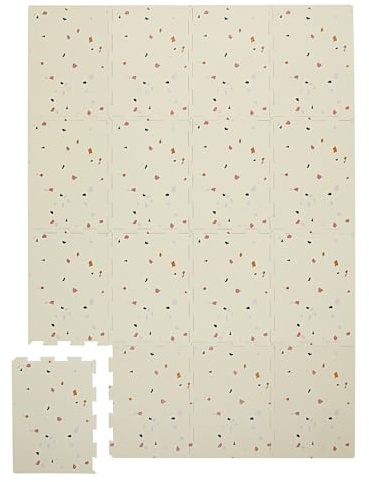3 Sprouts Baby Foam Play Mat - Soft Foam Floor Tiles for Kids with Interlocking Puzzle Mats for Toddler Playroom - Safe 100% EVA Pads, Non-Toxic Waterproof Playmat - Terrazzo Cream