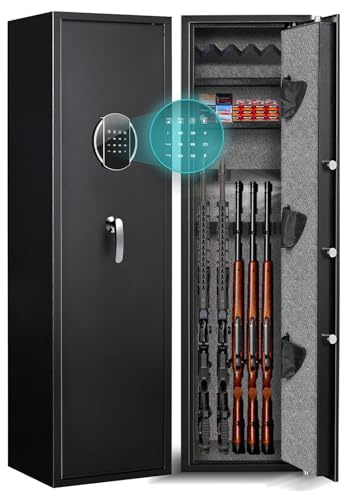MAAOBR Armadietto Cassaforte delle Armi Capienza 8-10 Pezzi con Serratura e Tastiera Digitale, Accesso Rapido con Ripiano Rimovibile per Armi Pistola Fucili