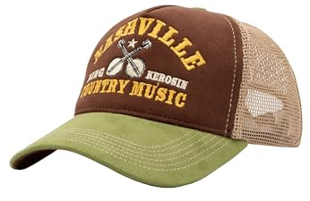 King Kerosin Herren Trucker Cap · Country Music · Kappe · Mesh · Snapback · Naturfarben · Usa · Vintage · Retro · Atmungsaktiv · Größe Verstellbar · Nashville
