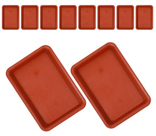 TOBBOMEY Sottovaso Rettangolare in Plastica 10 Pezzi per Bonsai e Vasi di Fiori, Colore Terracotta, per Balconi e Spazi Verdi Funzione Gocciolatoio