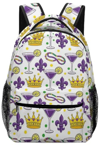 Corona Morada De Mardi Gras Mochila Unisex Mochila Escolar Ligera Mochilas Deportivas Para Mujer Colegio Vuelta Al Cole 29X40Cm