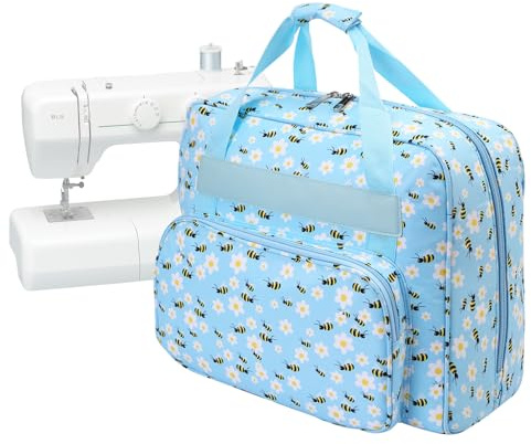 LetCart Bolsa Exclusiva para MáQuina De Coser, Maletas De Transporte para MáQuina De Coser, 43 X 32 X 21 Cm, Estuche De Transporte Impermeable para MáQuina De Coser con Bolsillos Y Asas (Hellblau)