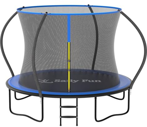 Safly Fun Trampolin Outdoor Ø 244/305/366 cm with Montagezubehör, Trampolin Kinder, Bodentrampolin, Die Maximale Tragfähigkeit Beträgt 50-150 kg, Für Erwachsene, Kinder und Familien