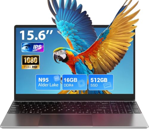 DOFACESH Ordenador portátil 15,6 Pulgadas, 16 GB de DDR4, SSD de 512 GB (Ampliable a 1 TB), CPU N95 (hasta 3,4 GHz), 1920×1080, Type-C/WiFi 5G/HDMI/USB, portátil para Estudio/Oficina-Windows 11 Pro