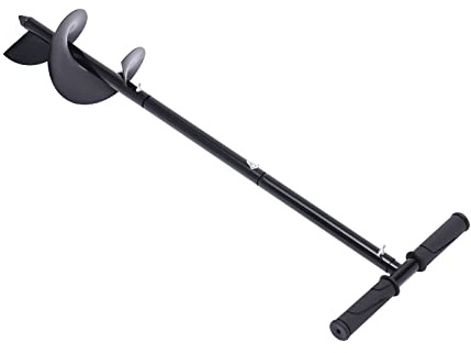 Trivella per Giardino 15x85cm, Scavatrice Manuale, Acciaio, 2kg, Nero | Buche con Manico a T Antiscivolo, Coclea a Spirale per Piantare Bulbi, Fiori e Ortaggi, Terreno e Sabbia