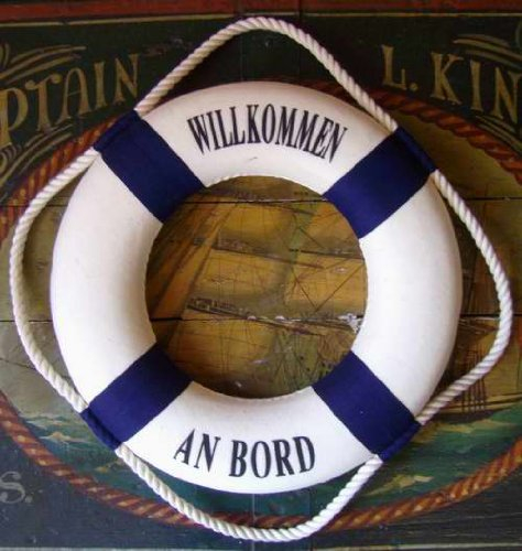 osters muschel-sammler-shop Deko Rettungsring blau/weiß Willkommen an Bord 25cm