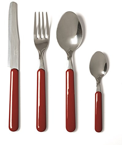 Excelsa Fashion Servizio 24 Posate, Acciaio Inossidabile, Rosso, 9x9x24 cm, unità