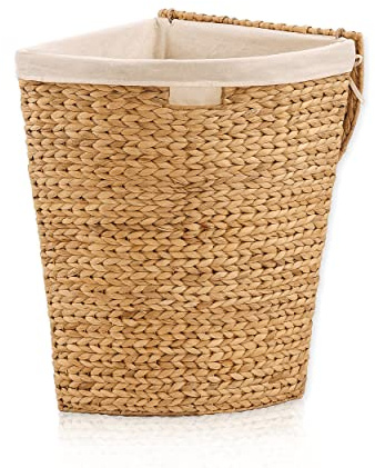 Lycce Wäschekorb mit Deckel 30L, Wasserhyazinthe, Eckig, Klein