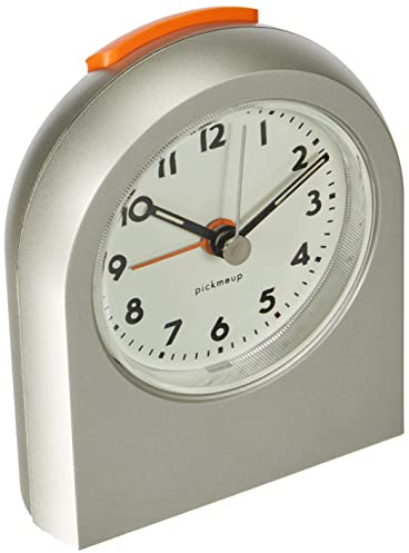 TFA Dostmann Pick me up Elektronischer Wecker, 98.1051.54, nachleuchtende Zeiger/Ziffernblatt, Weckalarm inkl Snooze-Funktion, Silber